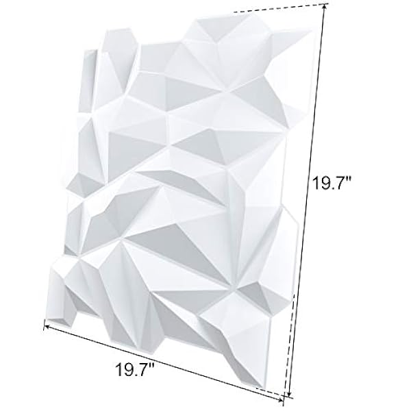 Art3d Panel de pared de PVC 3D con diamantes a juego, blanco mate, para decoración interior residencial y comercial